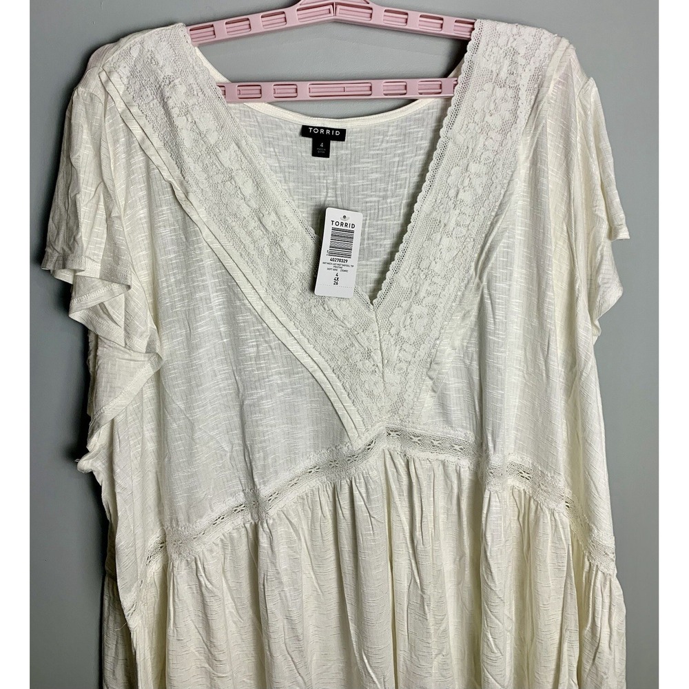 NWT Torrid Knit V-Neck Lace Inset‎ Babydoll Top 4X - Picture 10 of 12